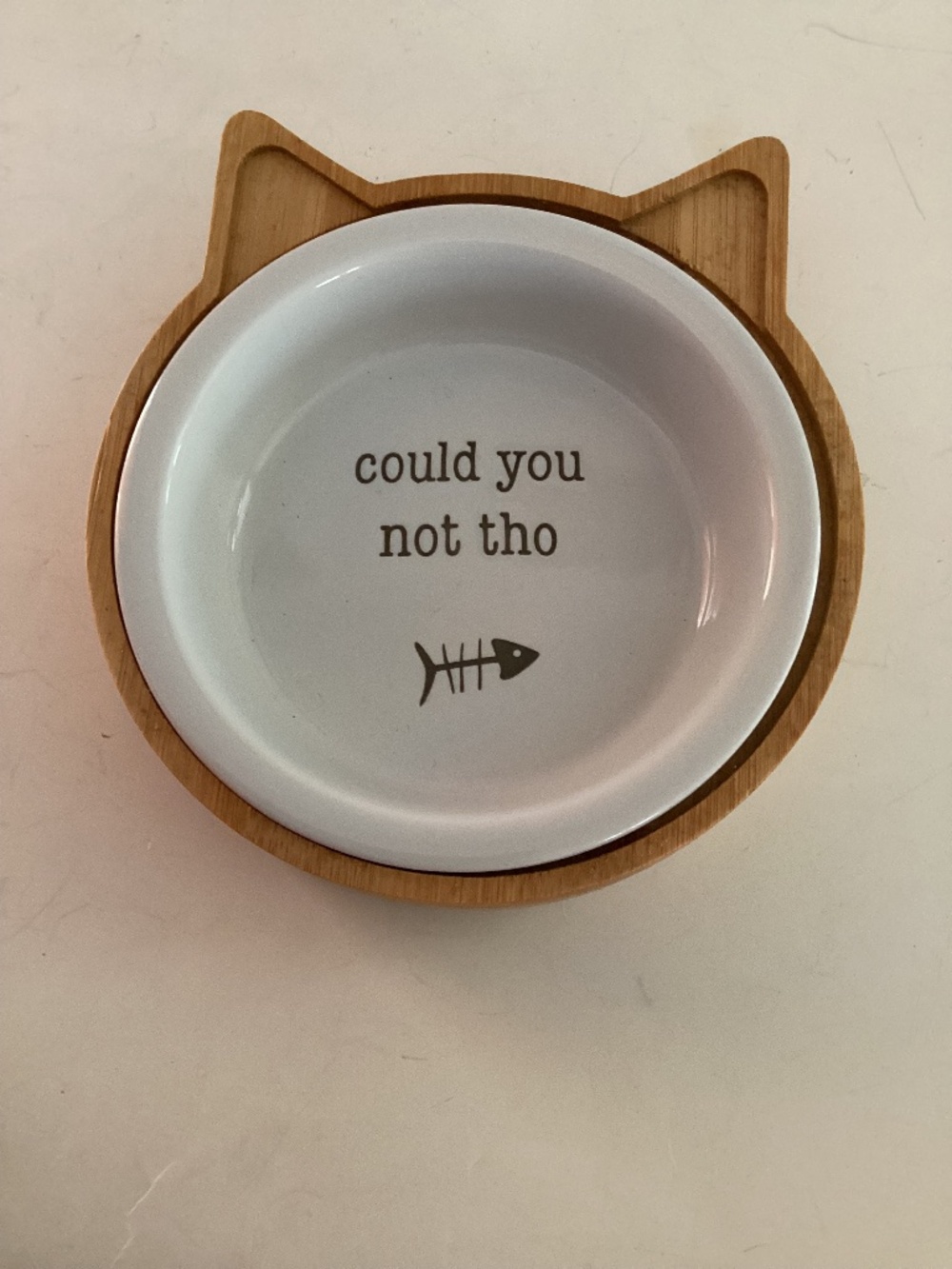 Ceramic and Bamboo 6 oz Kitty Feeding Dish by Whisker City